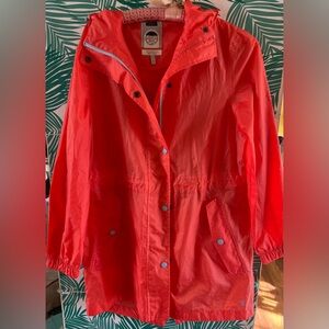 Joules Right As Rain Waterproof Breathable Packable Jacket bright coral Sz 6